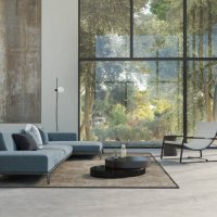 modern living room with forest view - home decoration stock pictures, royalty-free photos & images