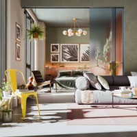 modern open space apartment - home decoration photos et images de collection