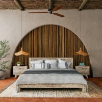 modern rustic bedroom interior - home decoration stock pictures, royalty-free photos & images