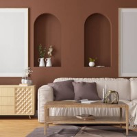 modern scandinavian style living room with two empty mock-up picture frames - home decoration stock pictures, royalty-free photos & images