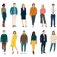 multiethnic group of people - fashion stock illustrations