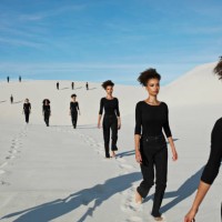 multiple image of young female models walking at desert - fashion stock pictures, royalty-free photos & images