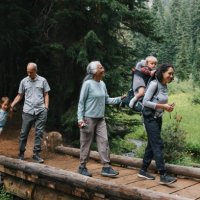 multiracial multigenerational family on a hike - travel stock pictures, royalty-free photos & images