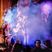 musician man playing guitar in a music concert - concert stock pictures, royalty-free photos & images