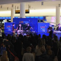 Musicians Charley Bagnall, Jake Roche, Lewi Morgan and Danny Wilkin of the band Rixton perform at JetBlue's Live From T5 Concert Series at JetBlue's...