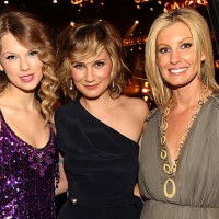 Musicians Taylor Swift, Jennifer Nettles and Faith Hill pose backstage during Brooks & Dunn's The Last Rodeo Show at the MGM Grand Garden Arena on...