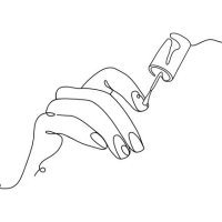 nail polish continuous line illustration - nails art stock illustrations