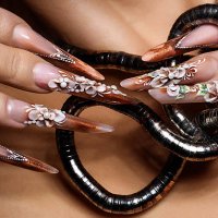 nails on mettalic necklace - nails art stock pictures, royalty-free photos & images