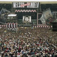 Nelson Mandela 70th Birthday Tribute Concert at Wembley Stadium in London 11th June 1988.