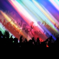 neon-tanz-party-crowd-hintergrund - concert stock-grafiken, -clipart, -cartoons und -symbole