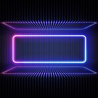 neon color geometric round rectangle on metal stripe pattern background. round rectangle mystical portal, luminous line, neon sign. reflection of blue and pink neon light on the floor. vector. - concert stock illustrations