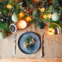 new year's table setting in rustic style. christmas background. new year card. place for text. decorations for the winter holiday. - home decoration stock pictures, royalty-free photos & images