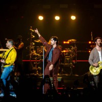 Nick Jonas, Joe Jonas and Kevin Jonas of Jonas Brothers Perform at Forum di Assago on September 24, 2024 in Milan, Italy.