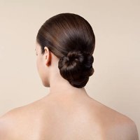 nude young woman with up do, back view. - hairstyle stock-fotos und bilder