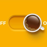 off, on switch with foam coffee in white coffee cup - coffee stock illustrations
