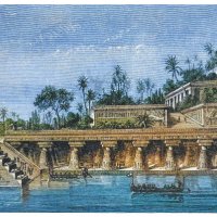 old engraved illustration of the hanging gardens of babylon were one of the seven wonders of the ancient world listed by hellenic culture - garden decoration stock pictures, royalty-free photos & images