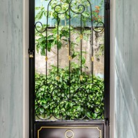 old retro style door with sunlight - garden decoration stock pictures, royalty-free photos & images