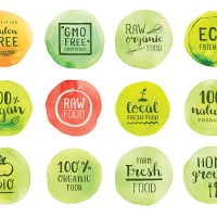 organic natural food labels - food stock illustrations