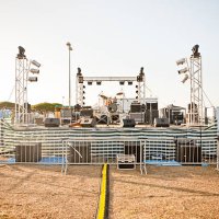 outdoor concert stage on a beach - concert stock pictures, royalty-free photos & images