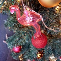 outdoor pink flamingo christmas tree ornament, day - garden decoration stock pictures, royalty-free photos & images