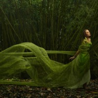 pacific islander woman in flowing green dress outdoors - fashion stock pictures, royalty-free photos & images