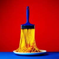 paint brush made of noodles creative combination - food stock pictures, royalty-free photos & images