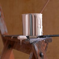 paint pot on ladder - home decoration stock pictures, royalty-free photos & images