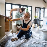 paintig an old furniture at home - home decoration stock pictures, royalty-free photos & images