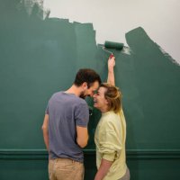 painting the walls of our new apartment - home decoration stock pictures, royalty-free photos & images