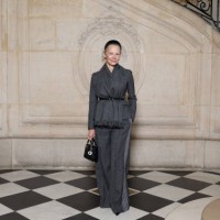 Pamela Anderson attends the Christian Dior Haute Couture Spring-Summer 2025 show as part of Paris Fashion Week on January 27, 2025 in Paris, France.