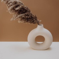 pampas grass in shape vase, stylish modern dried flower arrangement , art deco, boho - home decoration stock pictures, royalty-free photos & images