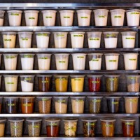 pantry of spices in a commercial kitchen at a restaurant - food stock pictures, royalty-free photos & images