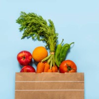 paper bag full of fruits and vegetables - food stock pictures, royalty-free photos & images