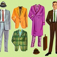 paper doll man and outfits - fashion stock illustrations