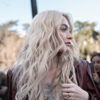 Paris Jackson wears white lace bralette, gold Chloe necklace,outside Chloe, during the Paris Fashion week Women's Fall/Winter 2025-2026 on March 6,...