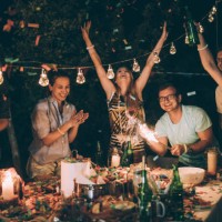 party in the backyard - garden decoration stock pictures, royalty-free photos & images