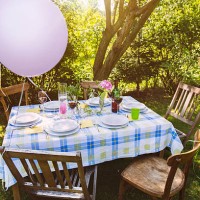 party table in garden with plates and glasses - garden decoration stock pictures, royalty-free photos & images