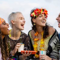 partying outdoors - concert stock pictures, royalty-free photos & images