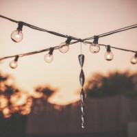 patio string lights - garden decoration stock pictures, royalty-free photos & images