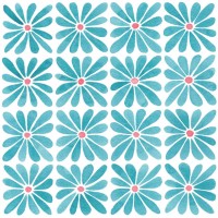 pattern of teal watercolor daisies - garden decoration stock illustrations