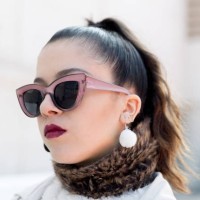 Paula wears a vintage jacket, Forever21 trousers, H&M shirt, Zara handbag and Zara shoes during the Mercedes Benz Fashion Week Autumn / Winter 2017...