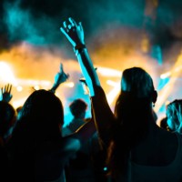 people attending live dj show - concert stock pictures, royalty-free photos & images