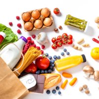 pepper bag full of groceries - food stock pictures, royalty-free photos & images