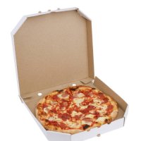 pepperoni pizza in a box on a white background - junk food stock pictures, royalty-free photos & images