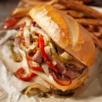 philly prime rib sandwich with roasted peppers - junk food stock pictures, royalty-free photos & images