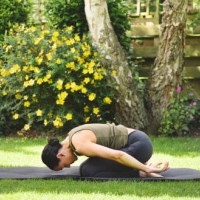 photo d’une femme mûre faisant la pose d’un enfant tout en pratiquant le yoga à l’extérieur - garden decoration photos et images de collection