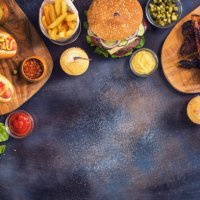 picnic table to celebrate 4th of july - junk food stock pictures, royalty-free photos & images