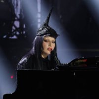 Pictured: Lady Gaga performs on Friday, February 14, 2025 --