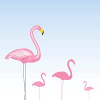 pink flamingos - garden decoration stock illustrations