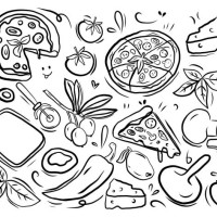 pizza concept doodle, hand drawn vector illustration - food stock illustrations